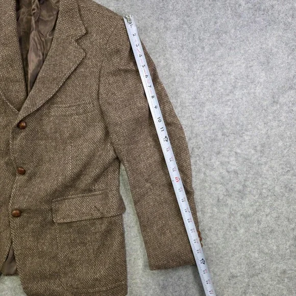 Vintage Chaps Ralph Lauren Blazer Mens 40? Brown Herringbone Wool Tweed Coat USA